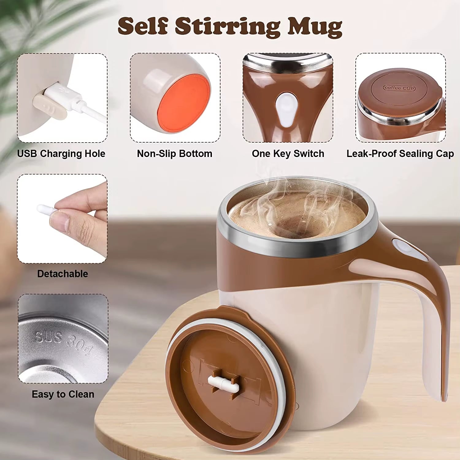 Automatic Self-Stirring Mug – Mix Smarter, Sip Smoother